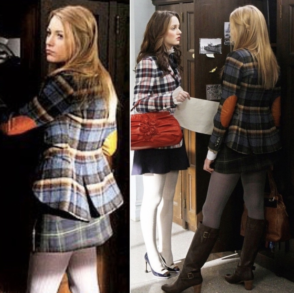 Smythe Plaid Blazer Orange Patches gossip girl size 10
